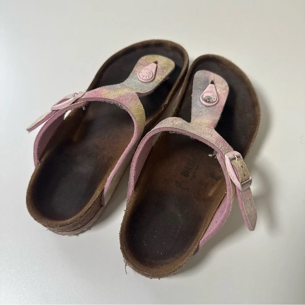 Birkenstock Pink Kids Glittery Sandals Girls Size 33 US Size 2